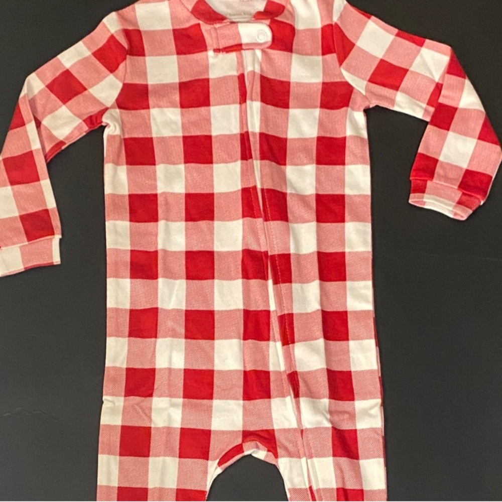 Pottery Barn Kids Buffalo Print Red and White Checkered Kids One Piece NEW